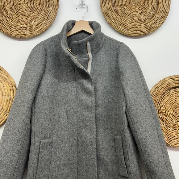J. Crew Gray Wool Blend Zip Up Preppy Winter Coat 4 - Picture 4 of 7